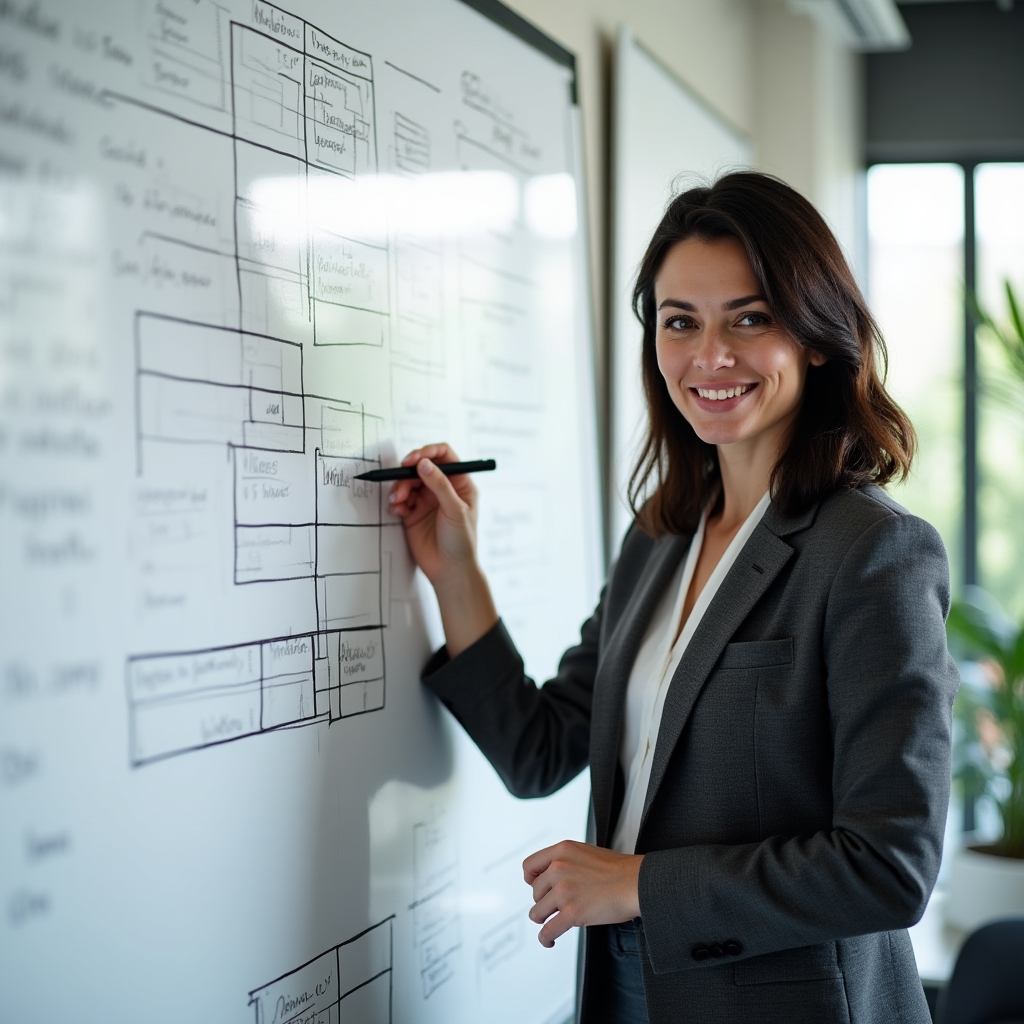 Antreprenor planificând strategia pe termen lung cu grafice și notițe